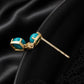 10K Solid Gold Turquoise Diamond Earrings | Dainty Turquoise Drop Studs | French Riviera Summer Jewelry | Fine Gold Earrings, Gift for her