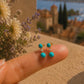10K Solid Gold Turquoise Diamond Earrings | Dainty Turquoise Drop Studs | French Riviera Summer Jewelry | Fine Gold Earrings, Gift for her