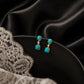 10K Solid Gold Turquoise Diamond Earrings | Dainty Turquoise Drop Studs | French Riviera Summer Jewelry | Fine Gold Earrings, Gift for her