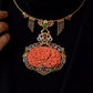 One of a Kind Coral Necklace in 18K Solid Gold | Hand Carved Coral Peony Pendant | Jade Sapphire Pearl Necklace | Heirloom Fine Jewelry