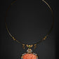 One of a Kind Coral Necklace in 18K Solid Gold | Hand Carved Coral Peony Pendant | Jade Sapphire Pearl Necklace | Heirloom Fine Jewelry