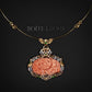 One of a Kind Coral Necklace in 18K Solid Gold | Hand Carved Coral Peony Pendant | Jade Sapphire Pearl Necklace | Heirloom Fine Jewelry