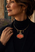 One of a Kind Coral Necklace in 18K Solid Gold | Hand Carved Coral Peony Pendant | Jade Sapphire Pearl Necklace | Heirloom Fine Jewelry