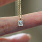 Dainty 9K 14K Solid Gold Emerald Cut Diamond Pendant | 1 Carat Diamond Charm | Vintage frame Necklace | Minimal Fine Jewelry Gift for Her