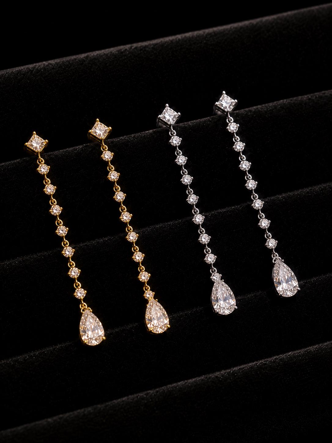 18K Solid Gold Diamond Drop Earrings | D/E VS Ethical Diamond Dangle | Solid Gold Dangle Earrings | Gift for Her | Bridal Earrings