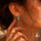 10K Solid Gold Turquoise Diamond Earrings | Dainty Turquoise Drop Studs | French Riviera Summer Jewelry | Fine Gold Earrings, Gift for her