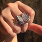 One of a Kind Hand-Carved Tourmaline Butterfly Diamond Ring