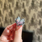 One of a Kind Hand-Carved Tourmaline Butterfly Diamond Ring