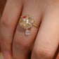 9K Solid Gold Crystal Quartz Ring, Natural Red Spinel Diamond Ring, French Pastry Inspired Fine Jewelry, Luxury Statement Ring, Cerise Crist