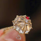 9K Solid Gold Crystal Quartz Ring, Natural Red Spinel Diamond Ring, French Pastry Inspired Fine Jewelry, Luxury Statement Ring, Cerise Crist