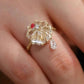 9K Solid Gold Crystal Quartz Ring, Natural Red Spinel Diamond Ring, French Pastry Inspired Fine Jewelry, Luxury Statement Ring, Cerise Crist