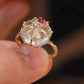 9K Solid Gold Crystal Quartz Ring, Natural Red Spinel Diamond Ring, French Pastry Inspired Fine Jewelry, Luxury Statement Ring, Cerise Crist