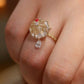 9K Solid Gold Crystal Quartz Ring, Natural Red Spinel Diamond Ring, French Pastry Inspired Fine Jewelry, Luxury Statement Ring, Cerise Crist