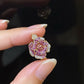18K Solid Gold Natural Pink Sapphire Camellia Jewelry, Diamond Flower Pendant Necklace, Earrings or Ring, Fine Jewelry Gift