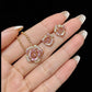 18K Solid Gold Natural Pink Sapphire Camellia Jewelry, Diamond Flower Pendant Necklace, Earrings or Ring, Fine Jewelry Gift
