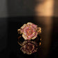 18K Solid Gold Natural Pink Sapphire Camellia Jewelry, Diamond Flower Pendant Necklace, Earrings or Ring, Fine Jewelry Gift