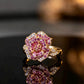 18K Solid Gold Natural Pink Sapphire Camellia Jewelry, Diamond Flower Pendant Necklace, Earrings or Ring, Fine Jewelry Gift