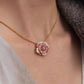 18K Solid Gold Natural Pink Sapphire Camellia Jewelry, Diamond Flower Pendant Necklace, Earrings or Ring, Fine Jewelry Gift