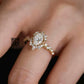 18K Solid Gold Oval Diamond Engagement Ring, Floral Halo Ring, Lab Grown Diamond with Certificate • Promise Ring Gift , Customization 1.5 ct