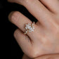 18K Solid Gold Oval Diamond Engagement Ring, Floral Halo Ring, Lab Grown Diamond with Certificate • Promise Ring Gift , Customization 1.5 ct