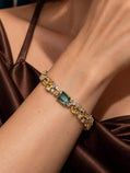 Natural Lagoon Tourmaline Bracelet, Sterling Silver & Yellow Sapphire Botanical Bracelet, One of a kind Gift, Gift for Her