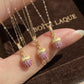 18K Solid Gold Pink Sapphire Acorn Pendant, Natural Diamond Acorn Charm, Opening Bail Fine Jewelry Necklace, Luxury Gift for Her
