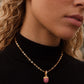 18K Solid Gold Pink Sapphire Acorn Pendant, Natural Diamond Acorn Charm, Opening Bail Fine Jewelry Necklace, Luxury Gift for Her