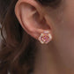 18K Solid Gold Natural Pink Sapphire Camellia Jewelry, Diamond Flower Pendant Necklace, Earrings or Ring, Fine Jewelry Gift
