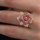 18K Solid Gold Natural Pink Sapphire Camellia Jewelry, Diamond Flower Pendant Necklace, Earrings or Ring, Fine Jewelry Gift