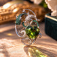 18K Solid White Gold Olive Green Tourmaline Brooch Pendant, Tsavorite Diamond Convertible Fine Jewelry, One of a Kind