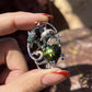 18K Solid White Gold Olive Green Tourmaline Brooch Pendant, Tsavorite Diamond Convertible Fine Jewelry, One of a Kind
