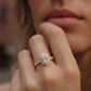 18K Solid Gold Oval Diamond Engagement Ring, Floral Halo Ring, Lab Grown Diamond with Certificate • Promise Ring Gift , Customization 1.5 ct