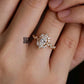 18K Solid Gold Oval Diamond Engagement Ring, Floral Halo Ring, Lab Grown Diamond with Certificate • Promise Ring Gift , Customization 1.5 ct
