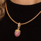 18K Solid Gold Pink Sapphire Acorn Pendant, Natural Diamond Acorn Charm, Opening Bail Fine Jewelry Necklace, Luxury Gift for Her