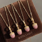 18K Solid Gold Pink Sapphire Acorn Pendant, Natural Diamond Acorn Charm, Opening Bail Fine Jewelry Necklace, Luxury Gift for Her