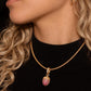 18K Solid Gold Pink Sapphire Acorn Pendant, Natural Diamond Acorn Charm, Opening Bail Fine Jewelry Necklace, Luxury Gift for Her