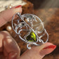 18K Solid White Gold Olive Green Tourmaline Brooch Pendant, Tsavorite Diamond Convertible Fine Jewelry, One of a Kind