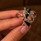Natural Rubellite Tourmaline Ring, 5.8ct Brazilian Tourmaline, Black Onyx & White Sapphire, One of a Kind Statement Ring