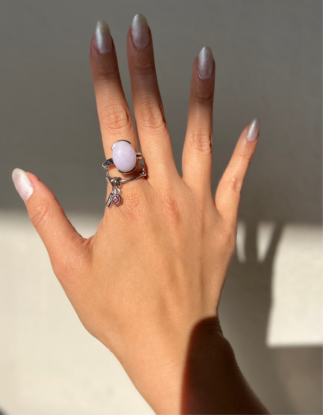 Lavender Jadeite Jade Cabochon Amulet Ring