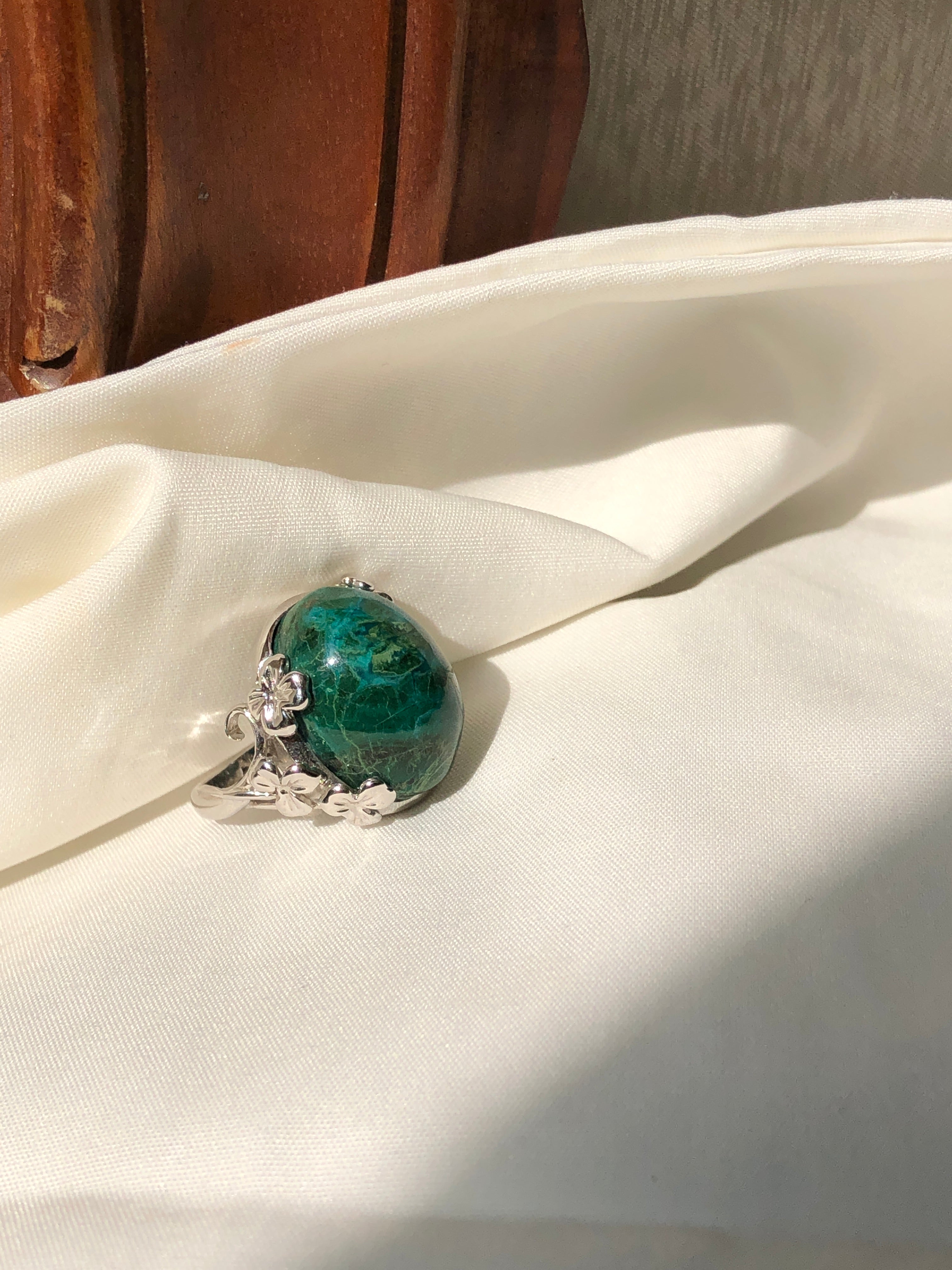 Mystic Forest Chalcedony Cabochon Ring
