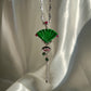 Jadeite Jade & Ruby Fan Pendant Necklace