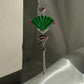Jadeite Jade & Ruby Fan Pendant Necklace