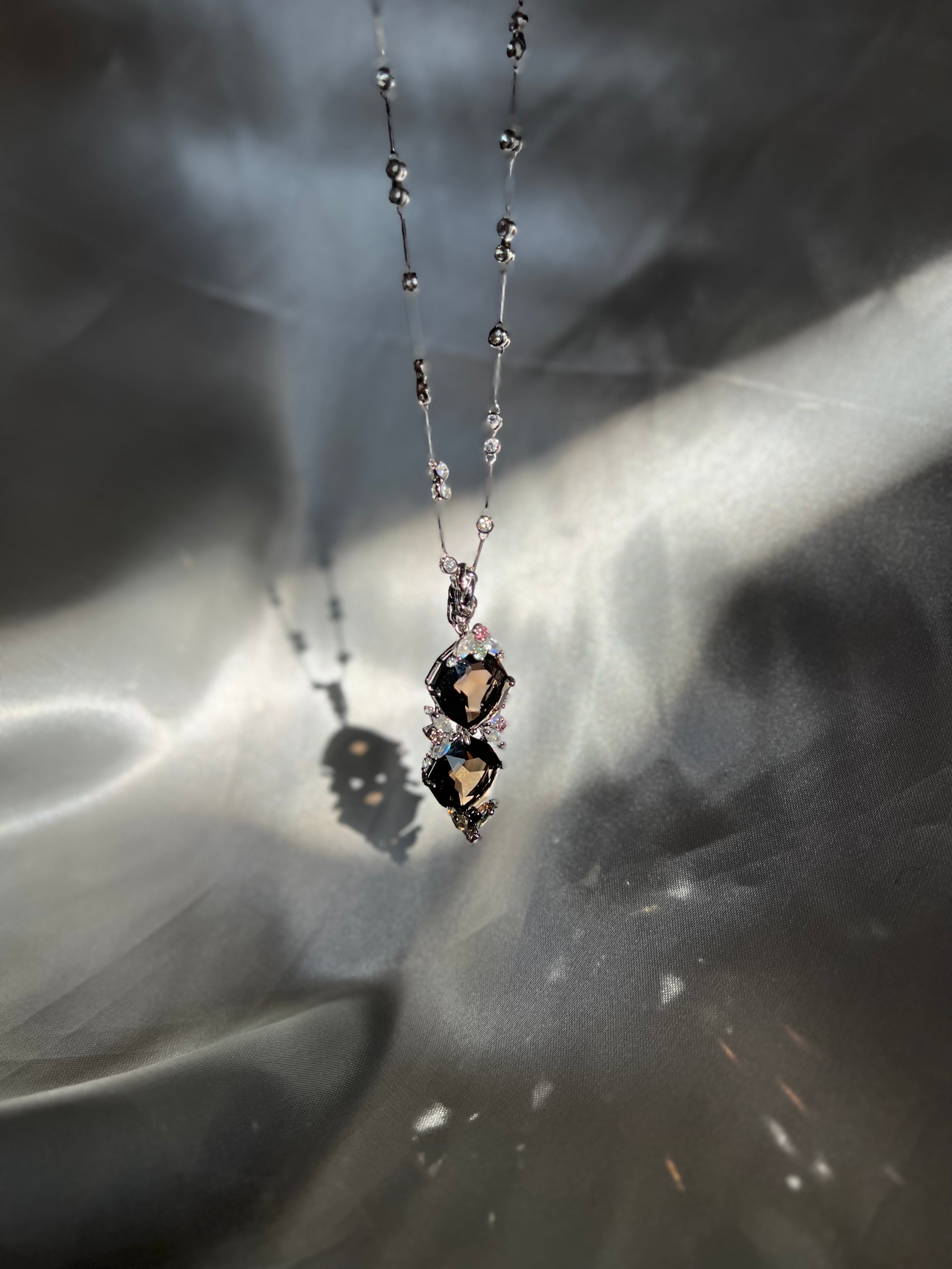 Kaleidoscope Smoky Quartz & Moonstone Pendant Necklace