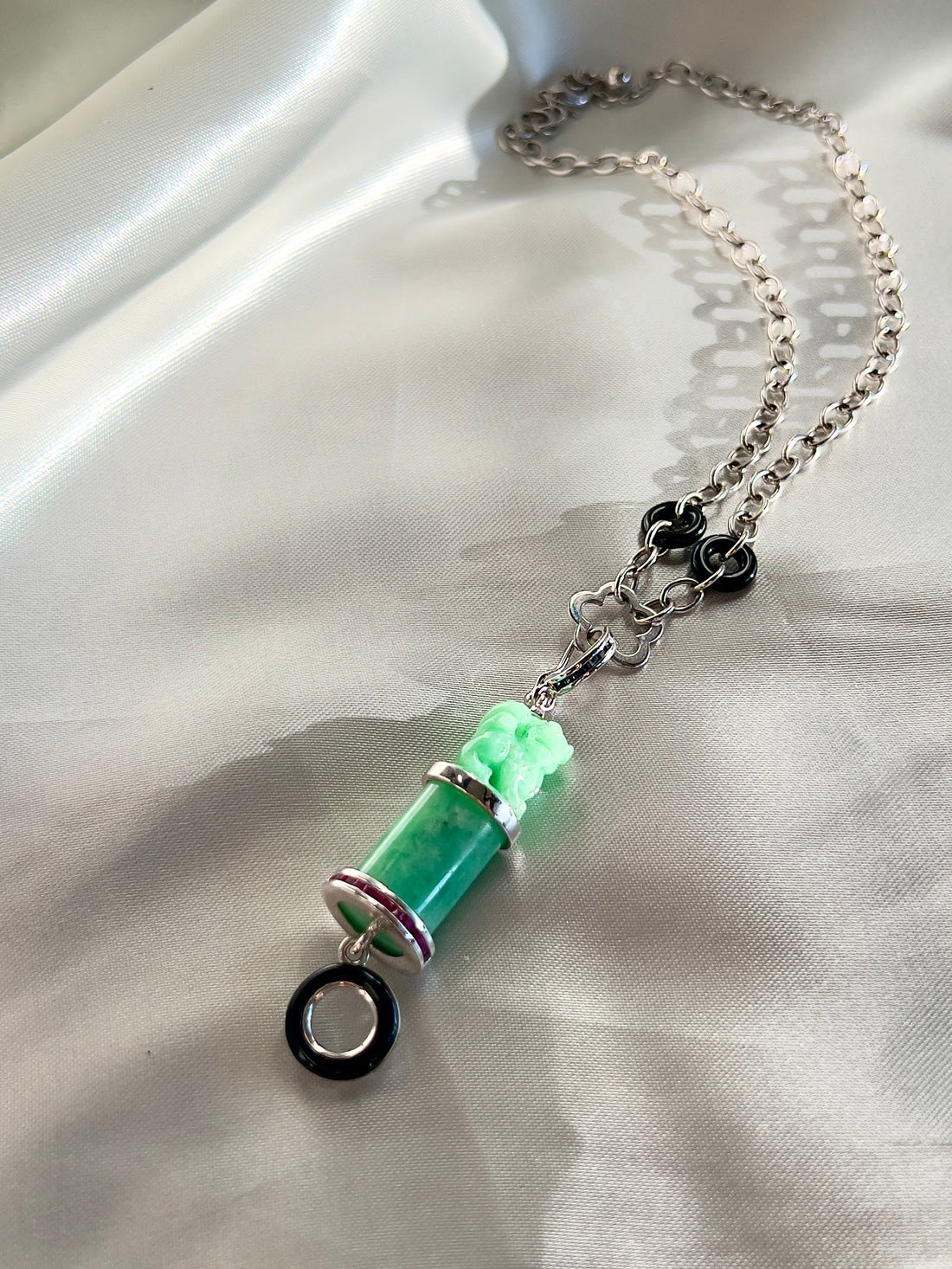 Guardian Lion Jadeite Jade Necklace