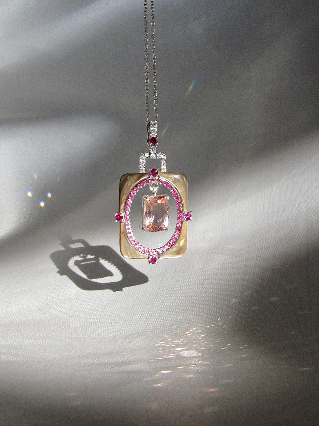 Floating Frame Cor-de-Rosa Morganite Pendant Necklace