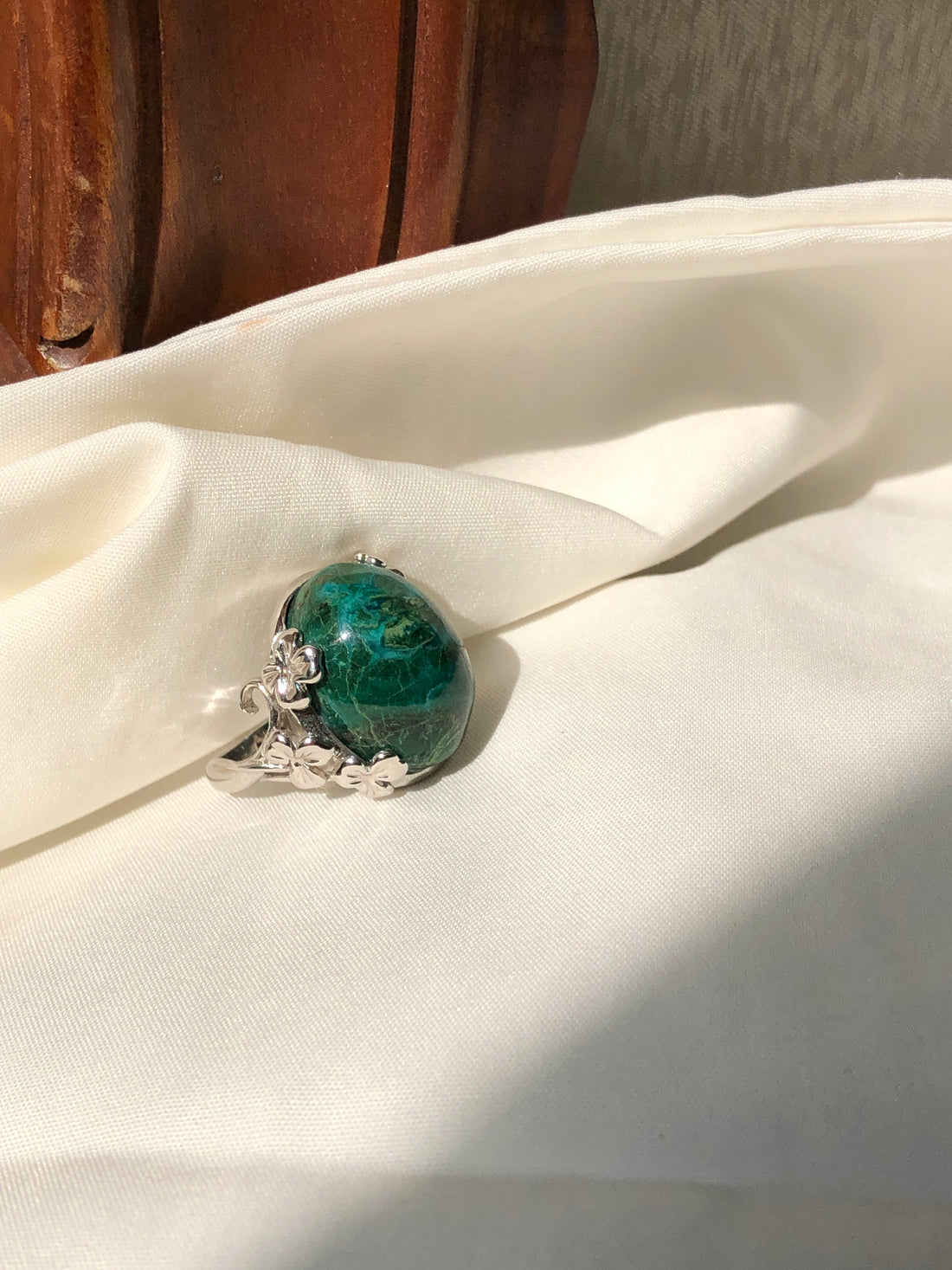 Mystic Forest Chalcedony Cabochon Ring