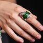 Green Jadeite Jade White Gold Cocktail Ring