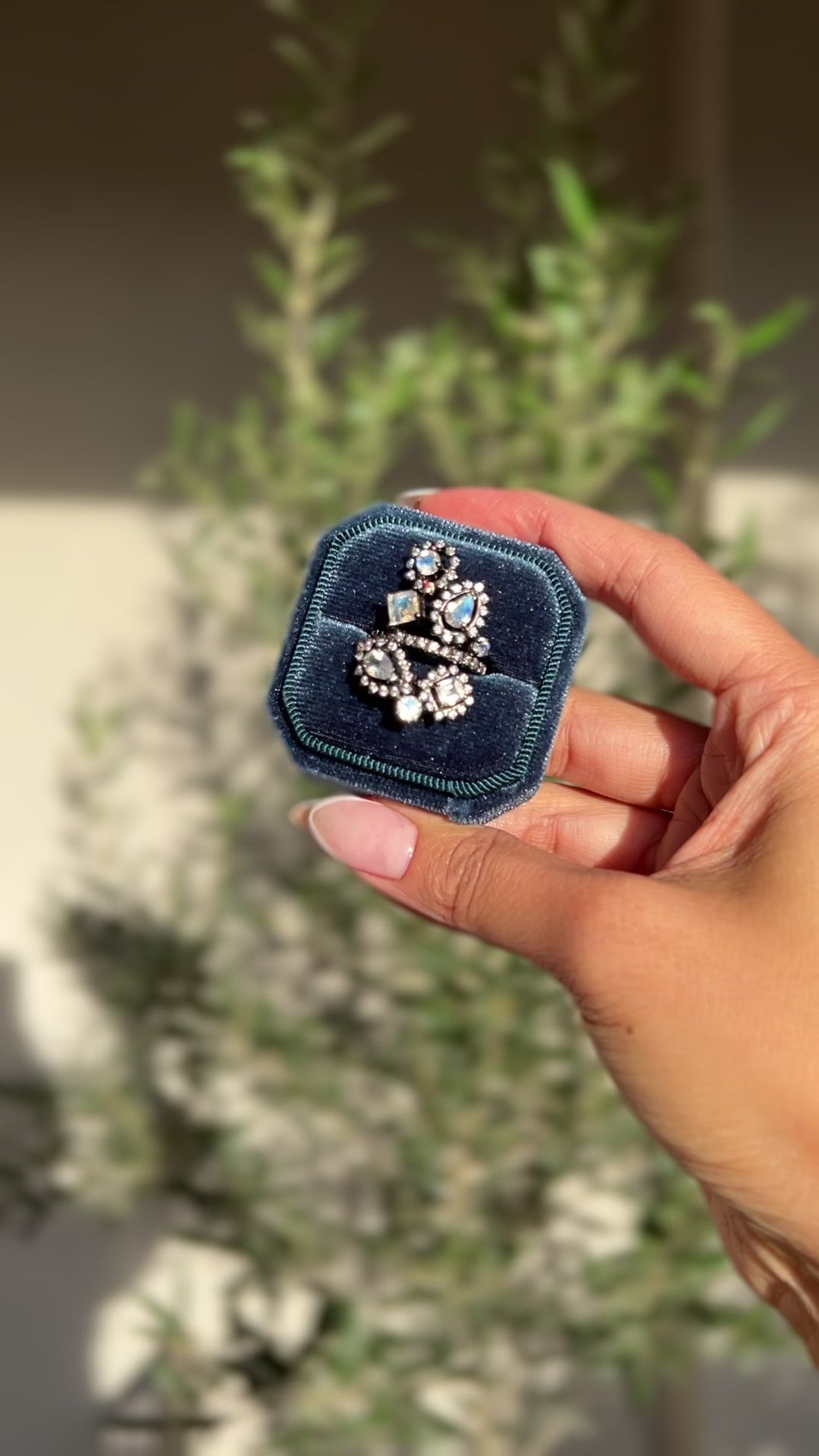 Iridescent Blue Moonstone Cocktail Ring