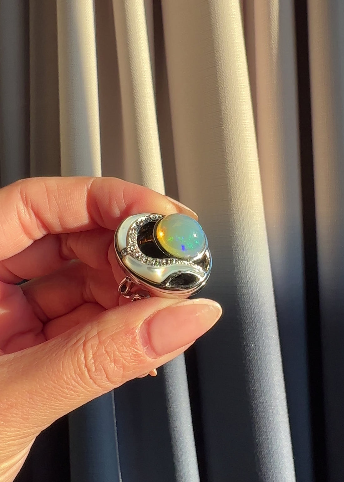 Black Sea Cabochon Opal Ring