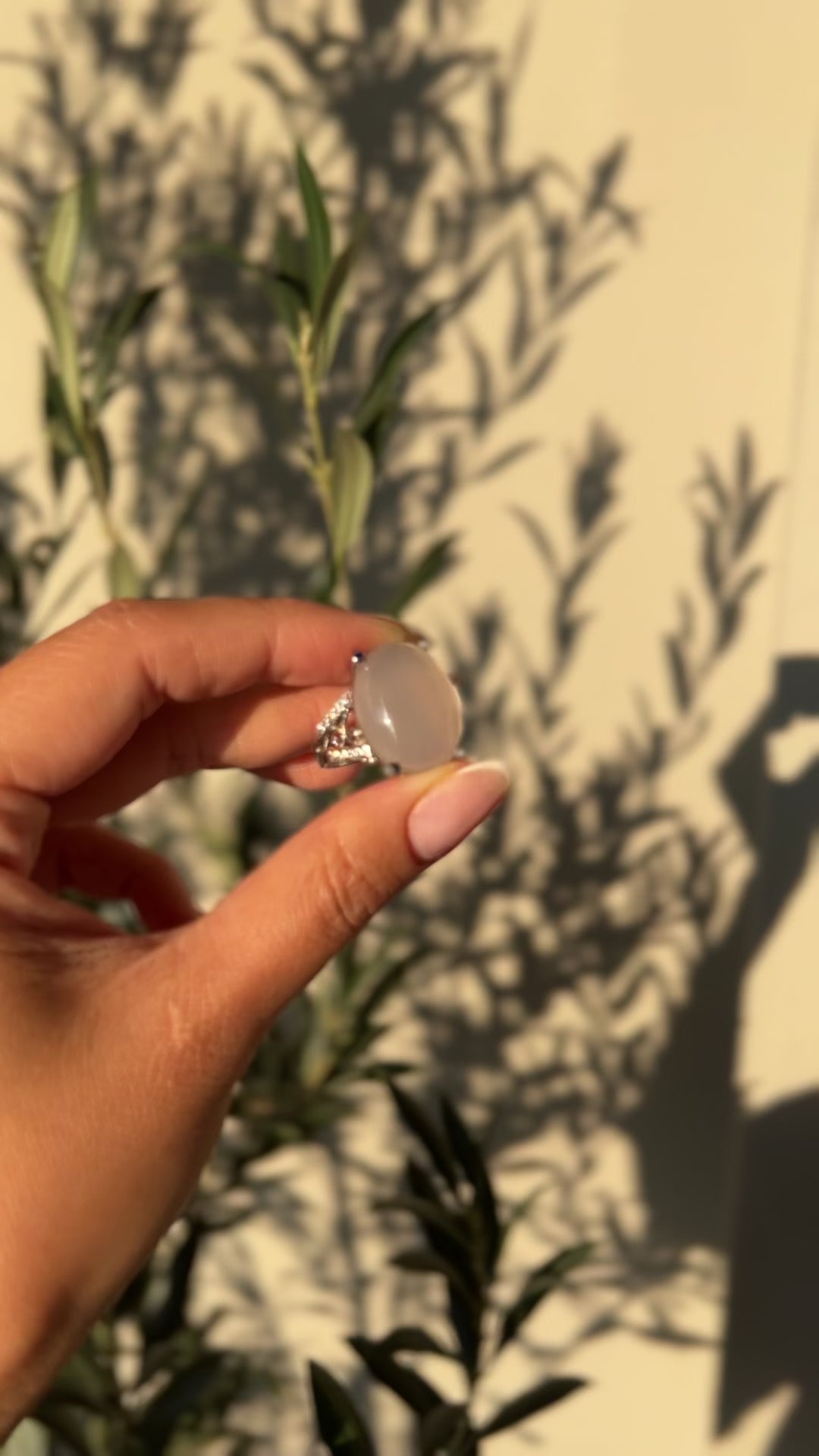 Lavender Gin Sour Chalcedony with Blue Sapphires Ring